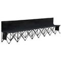 8 SEATS Portable Folding Bench with Backrest Black J650095