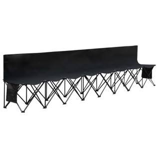 8 SEATS Portable Folding Bench with Backrest Black J650095