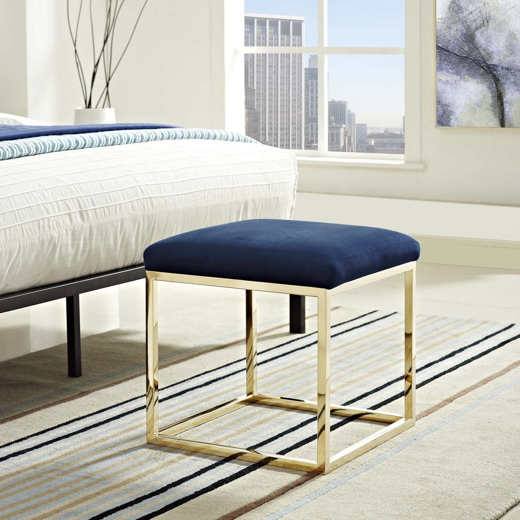 Gold Navy Velvet Accent Chair Ottoman B8473