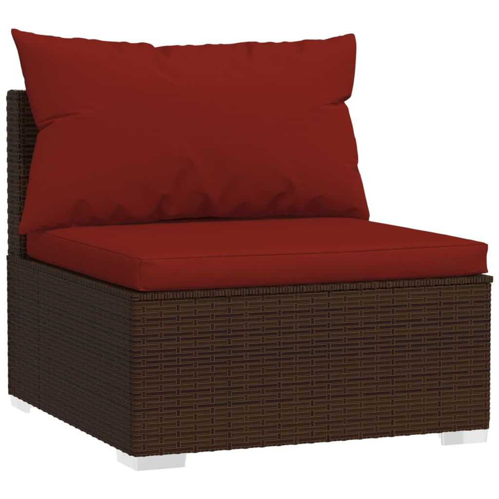 2 Piece Patio Furniture Set with Cushions Poly Rattan Brown I102839