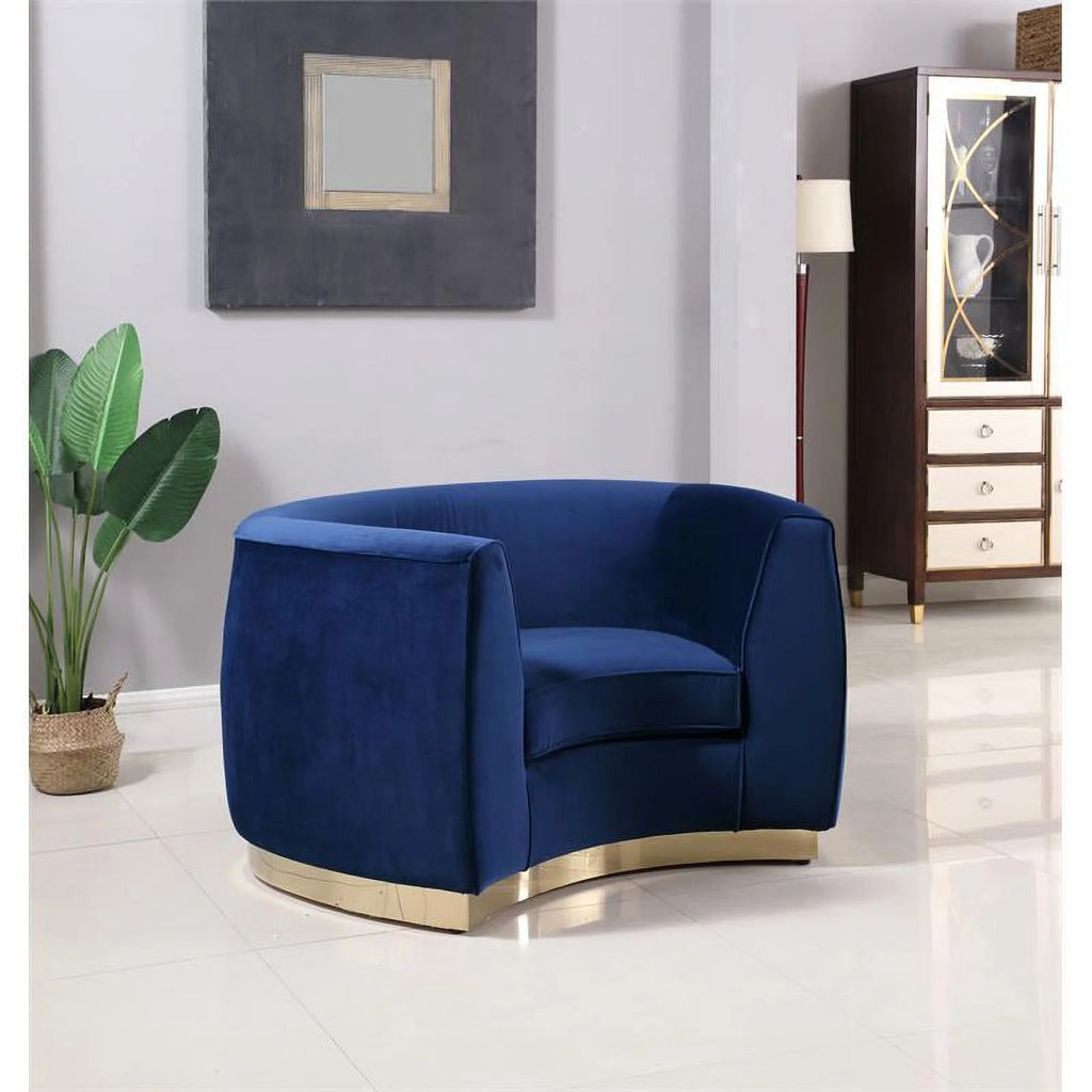 Navy and Gold 2-Piece Furniture Set with Accent Chair and Sofa R90405