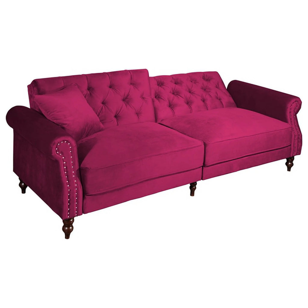 Wine Red Velvet Sofa Bed Sleeper Z326967