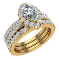 1.55 CT 14K Gold Diamond Halo Wedding Ring Set T503