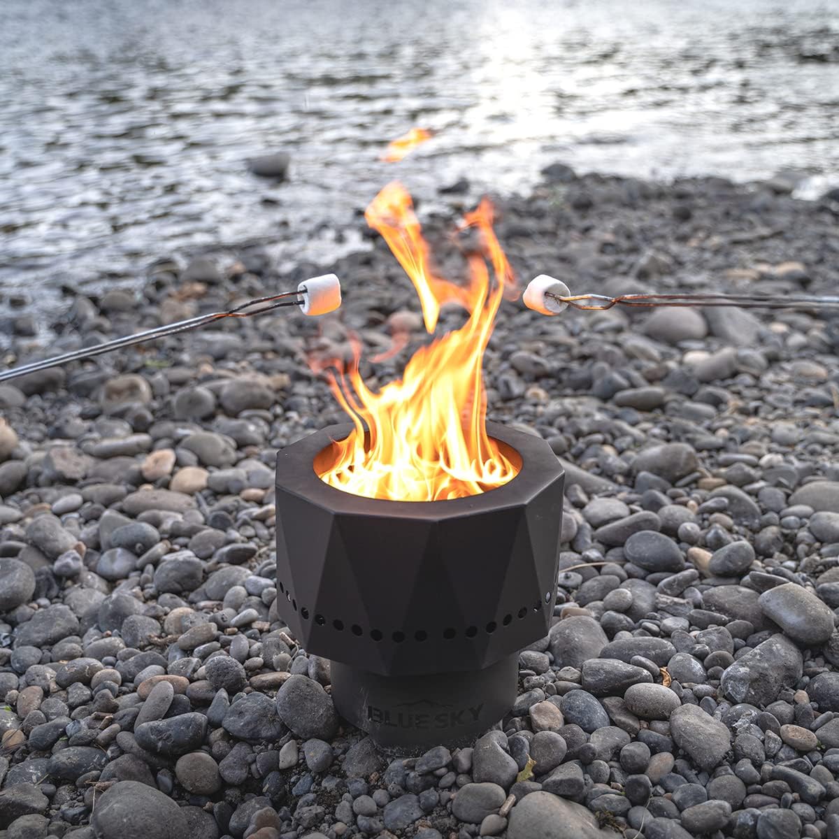Black Steel Smokeless Fire Pit with Carrying Bag Z372598