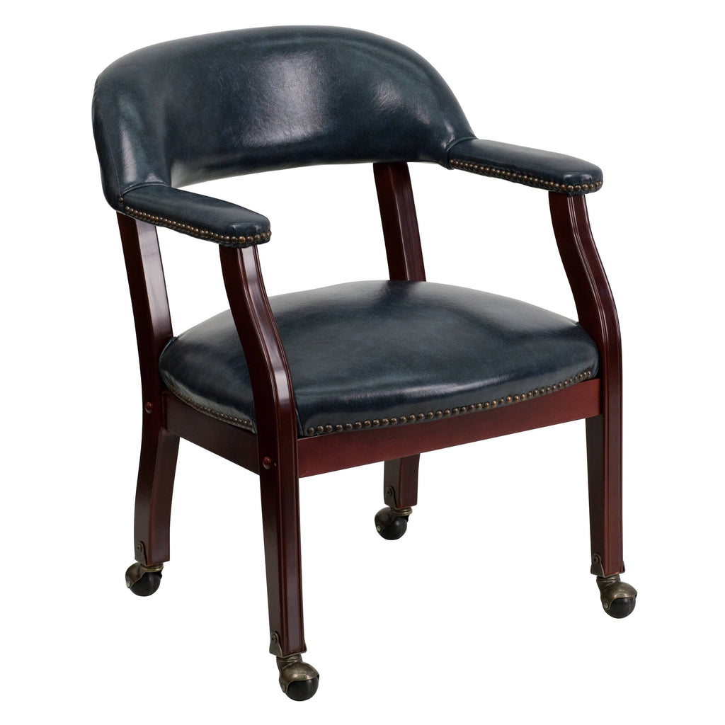 Black Vinyl Conference Chair with Casters E8118