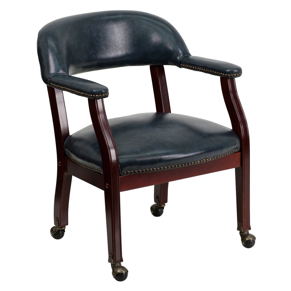 Black Vinyl Conference Chair with Casters E8118