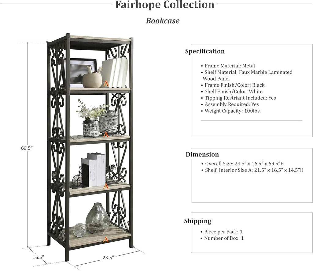 White Side Pier Bookcase E97876