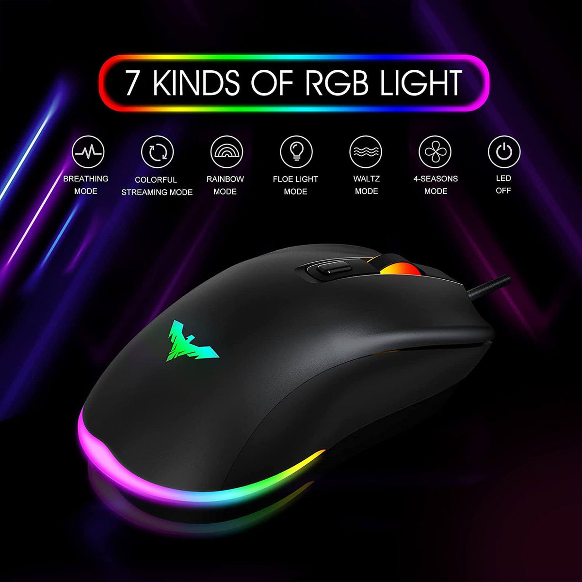 60% Compact Wired Type-C 61 Keys Mechanical Keyboard RGB Programmable 4800 dpi Mouse Combo L58434