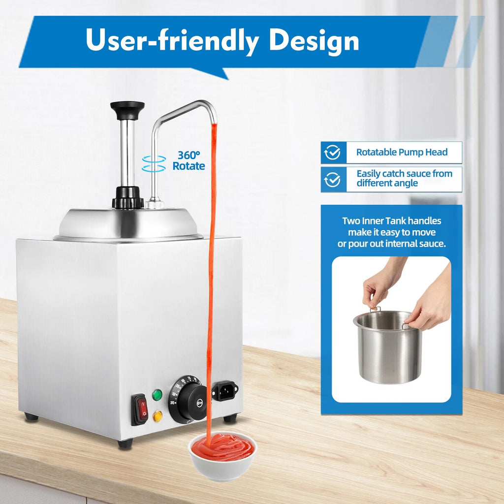 Nacho Cheese Dispenser Pump Caramel Warmer Tank 800W 110V O23903