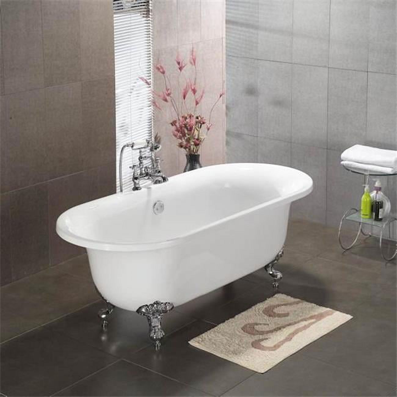 Acrylic Double Ended Clawfoot Bathtub with Polished Chrome Feet X33767
