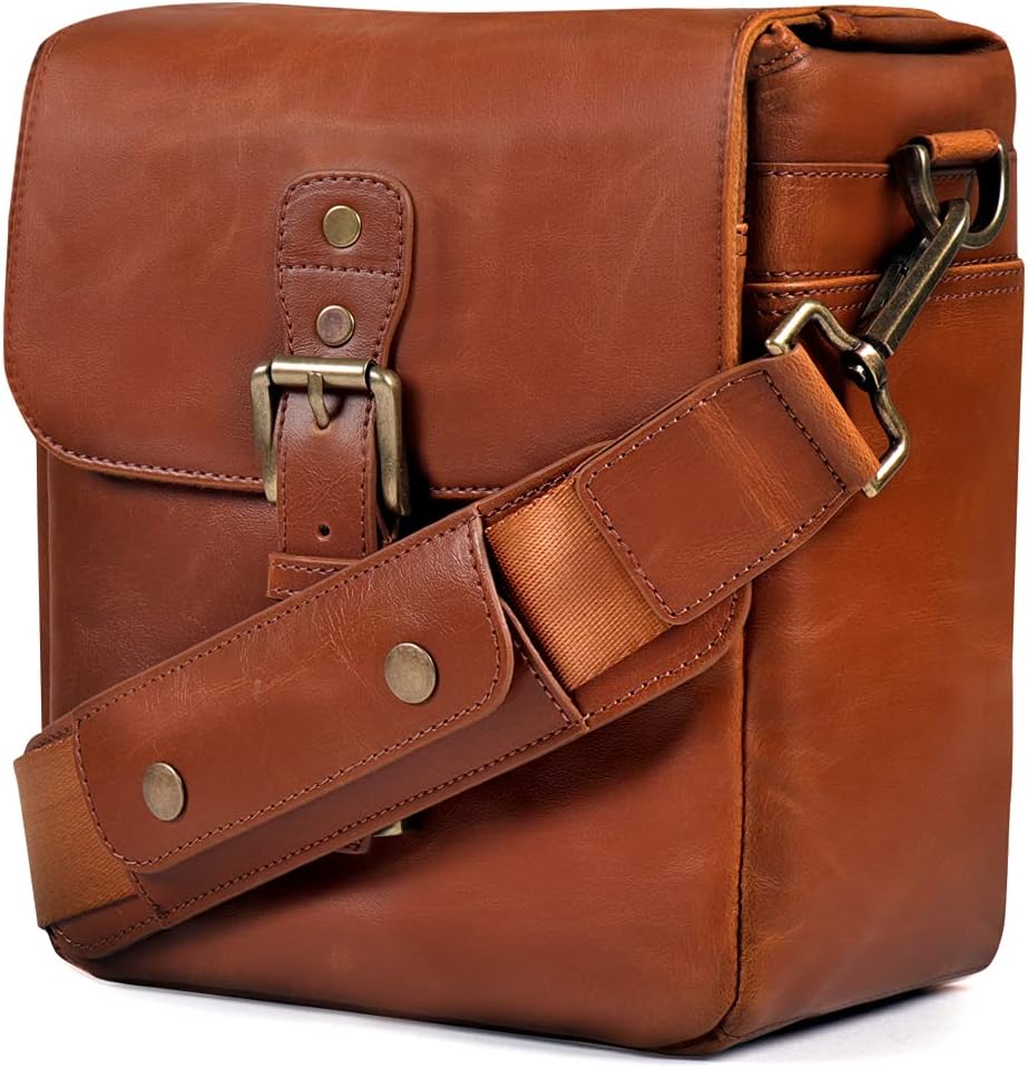 Light Brown Leather Camera Messenger Bag F518803