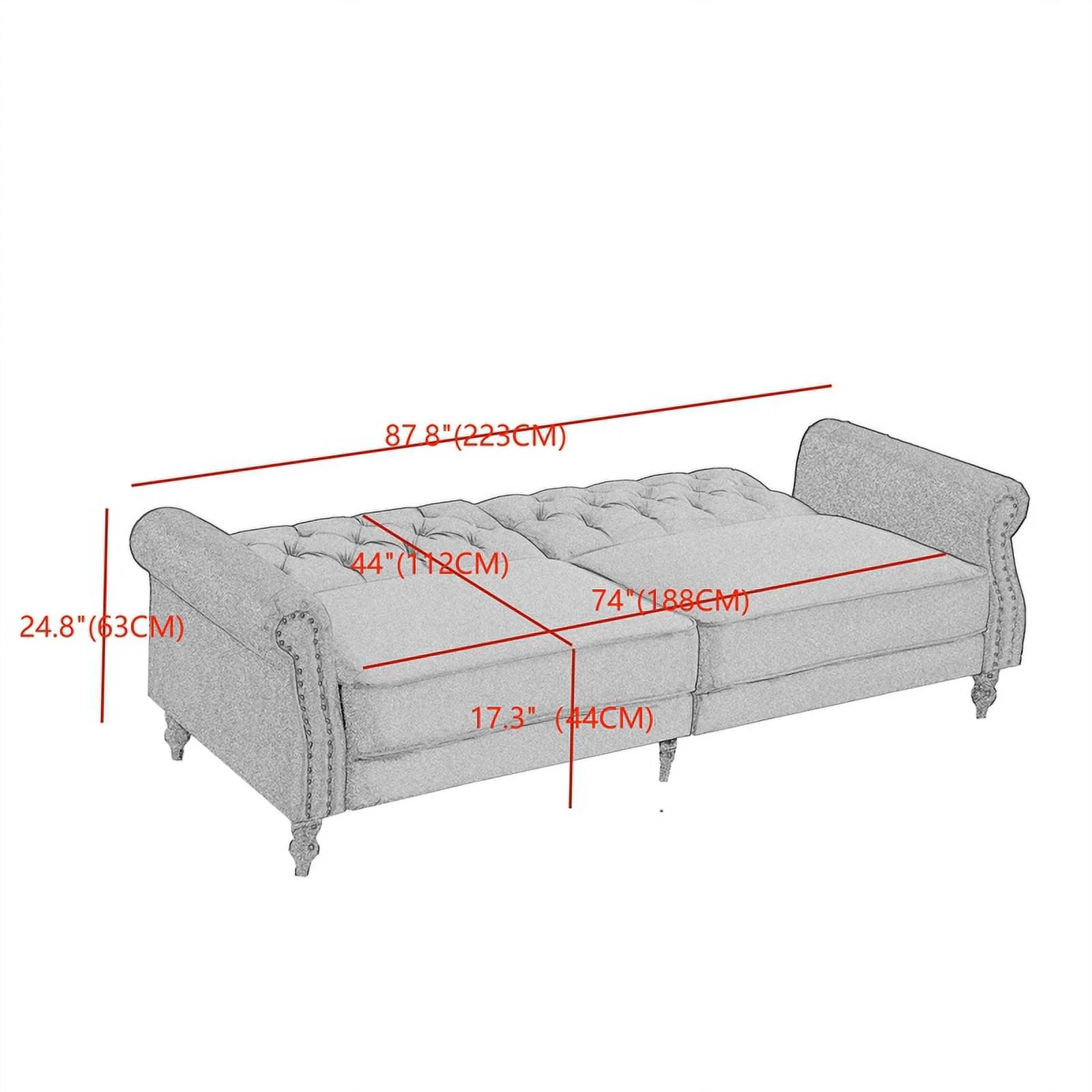 Wine Red Velvet Sofa Bed Sleeper Z326967