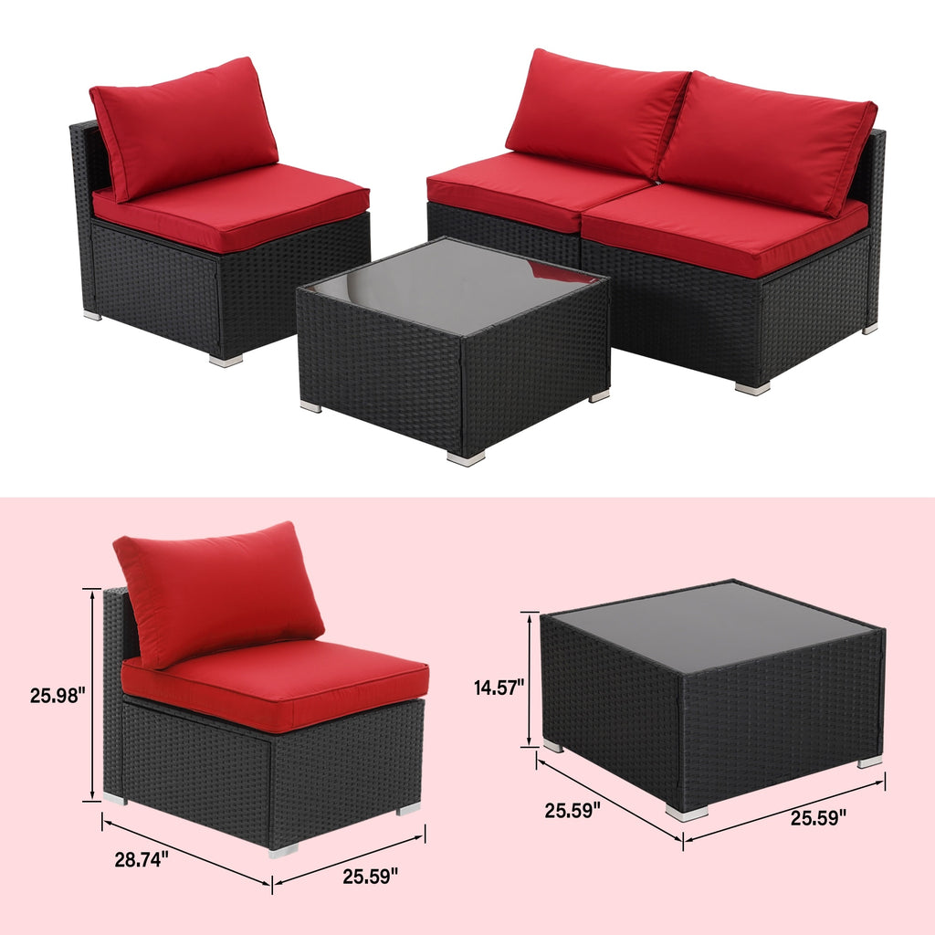 Blue Rattan Patio Sofa Sectional Set W939