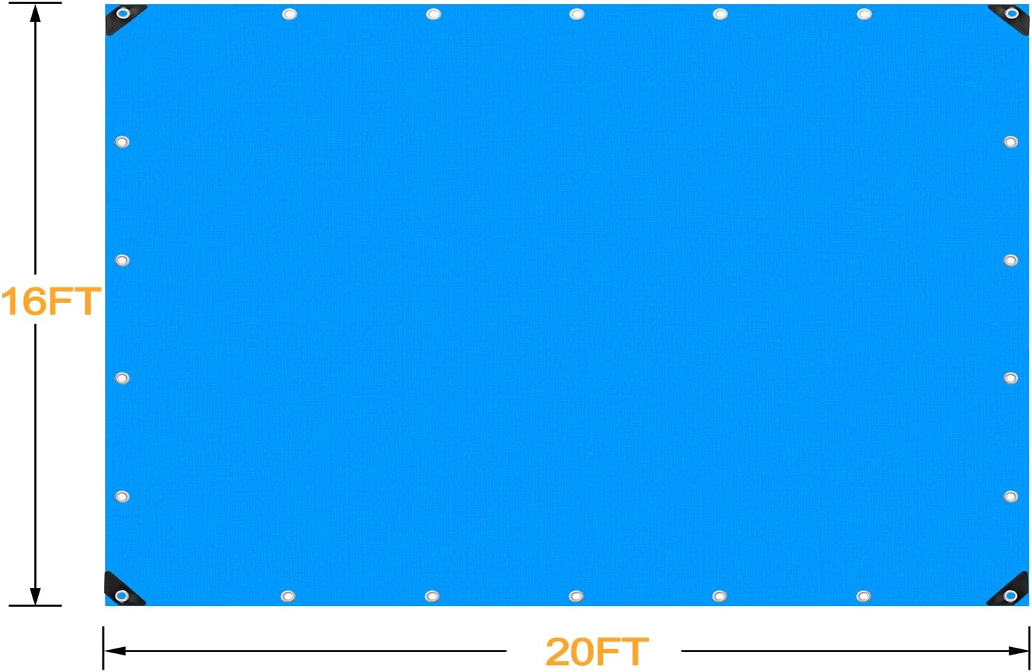 Blue 16x20 Heavy Duty Waterproof Plastic Tarpaulin with Metal Grommets H341