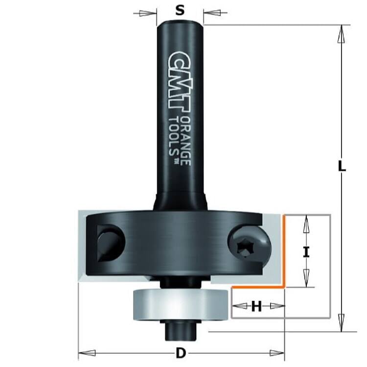 Insert Carbide Rabbeting Bit, 3/8-Inch Cutting Depth, 1-3/8-Inch Diameter, 1/4-Inch Shank H885378