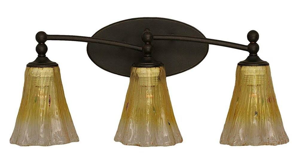 Three Light Bath Bar Dark Granite Finish with Gold Champagne Crystal Glass K2396