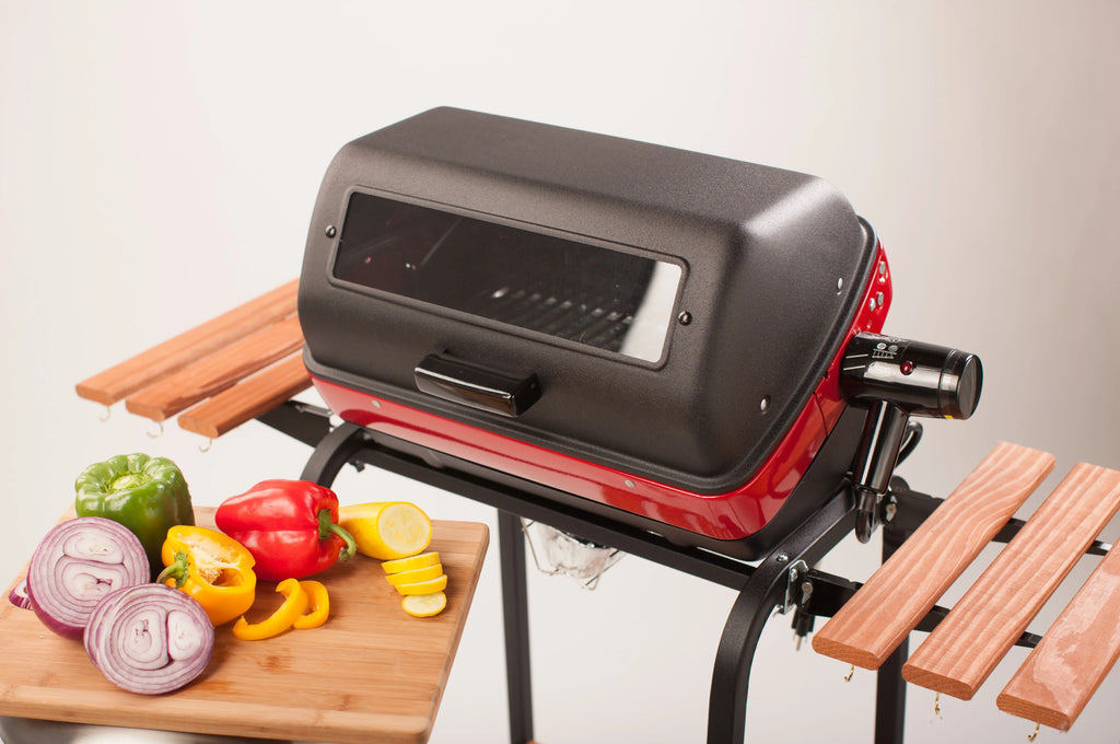 Red Portable Electric Cart Grill with Two Folding Tables T824128