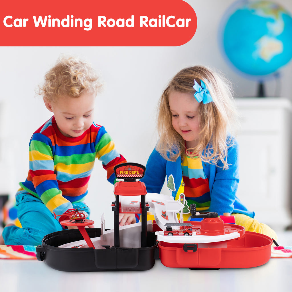 Toy Car Ramp Track Climbing Hills Construction Play Set with Backpack V819