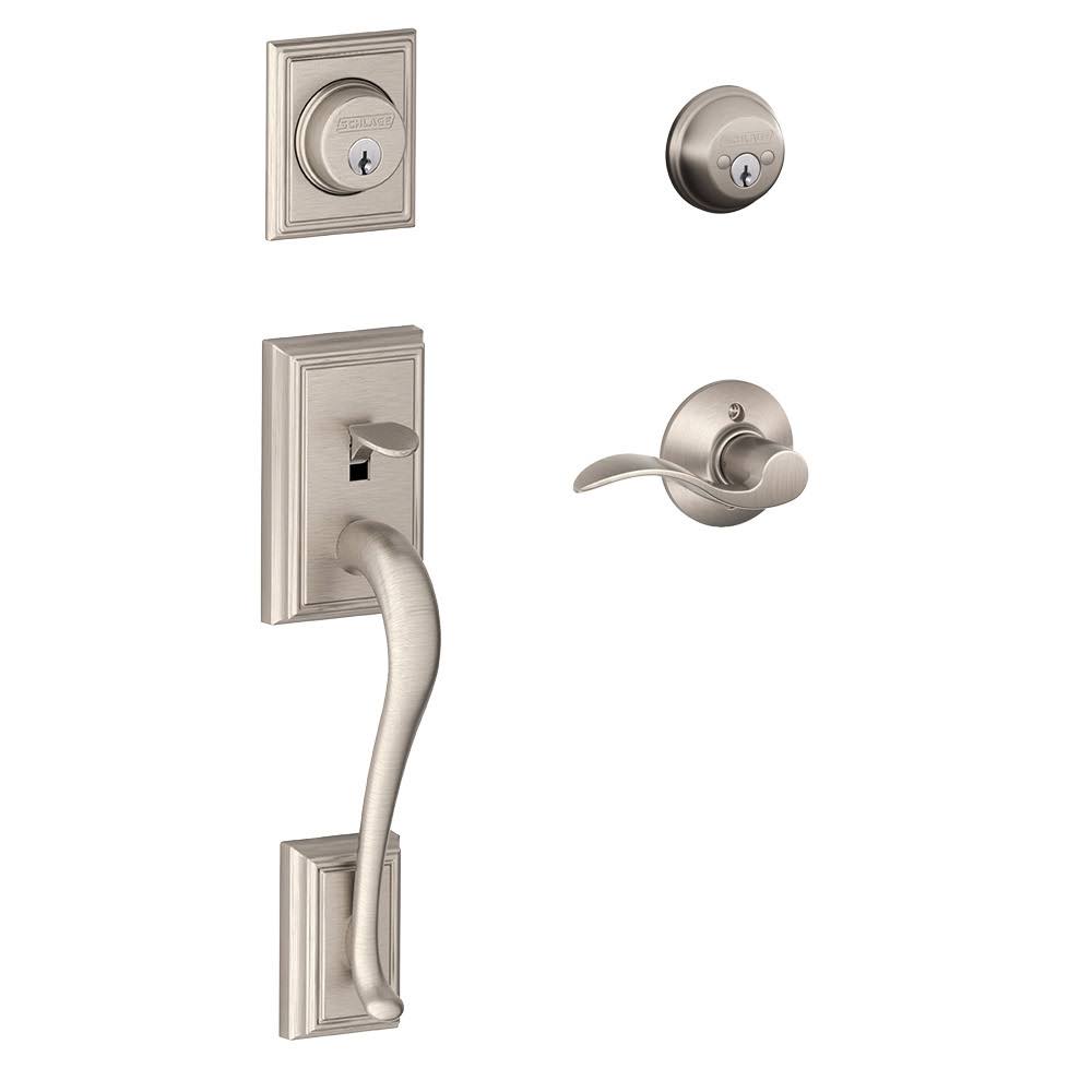 Satin Nickel Double Cylinder Handleset Lever X28704