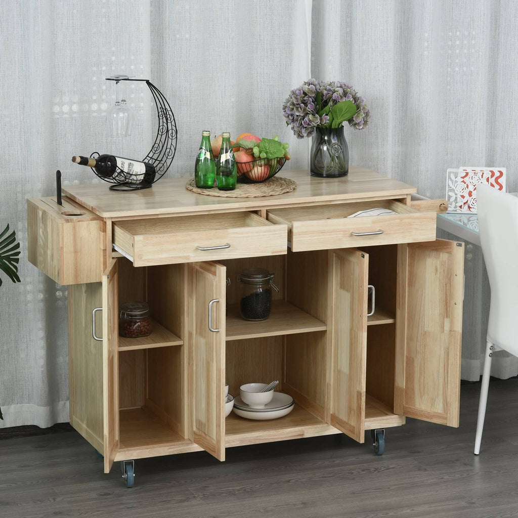 Wooden Rolling Kitchen Island Utility Trolley Storage Cart Q69800
