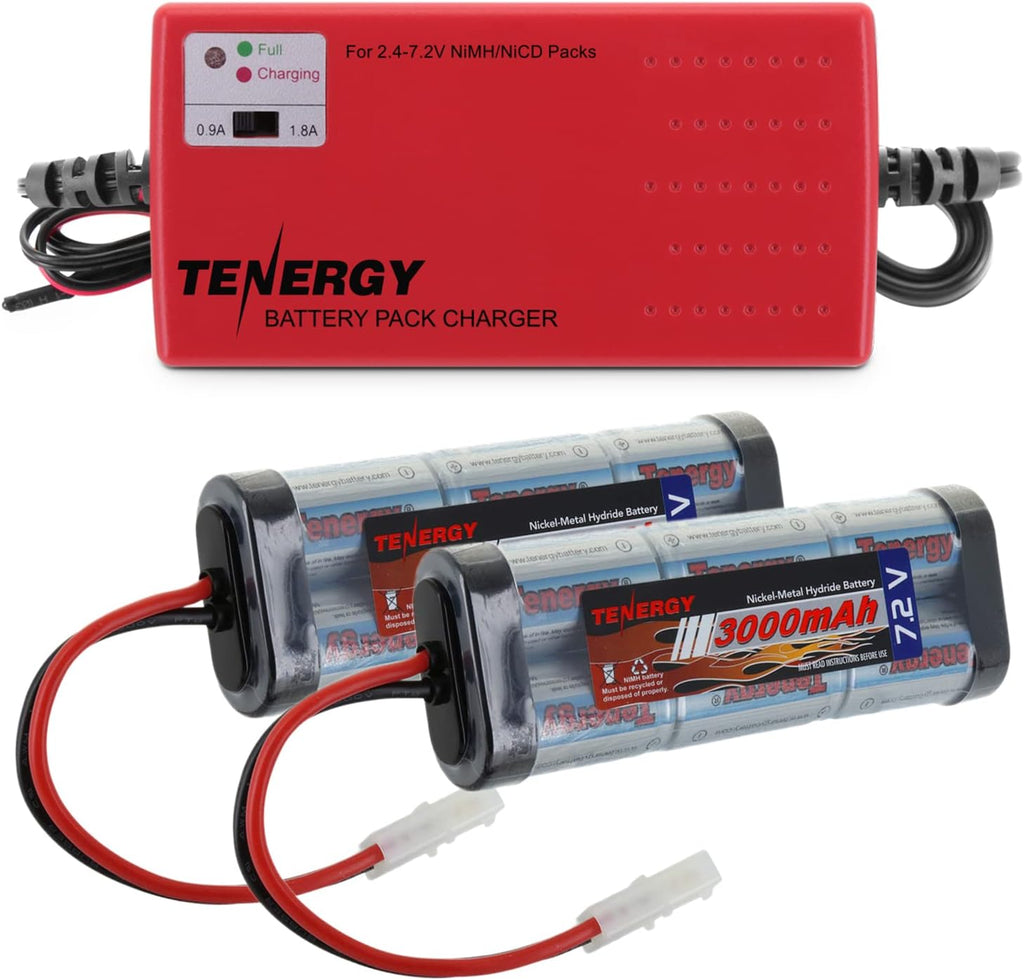 2 Pack 7.2V 3000mAh Flat NiMH Battery Packs with Smart Charger W477