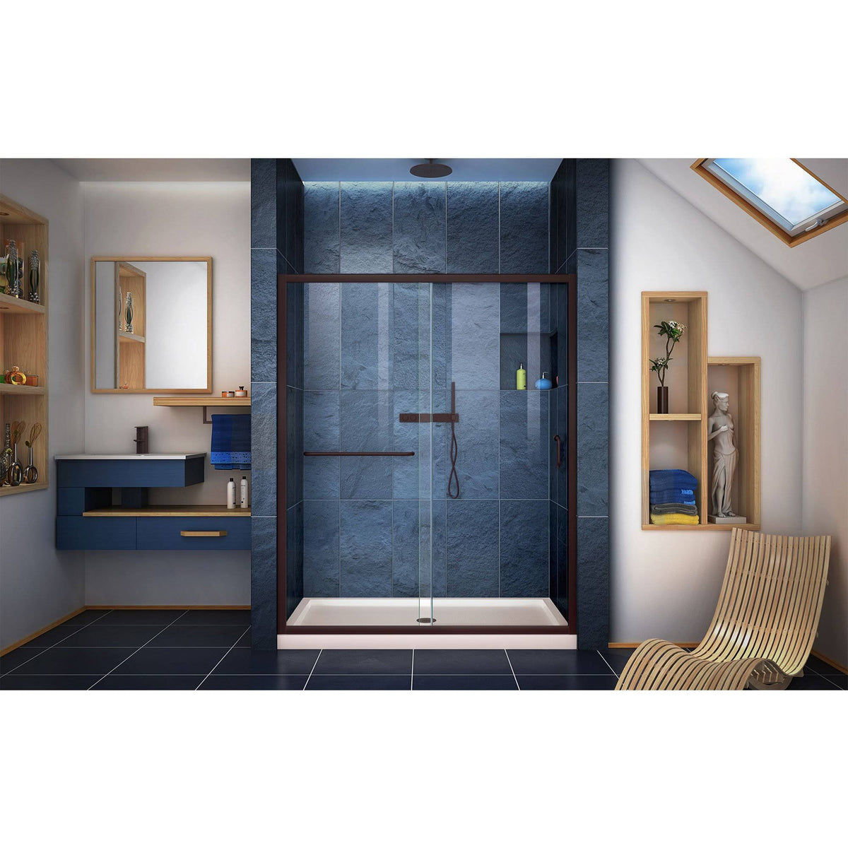 Clear Sliding Shower Door in Oil Rubbed Bronze E8186