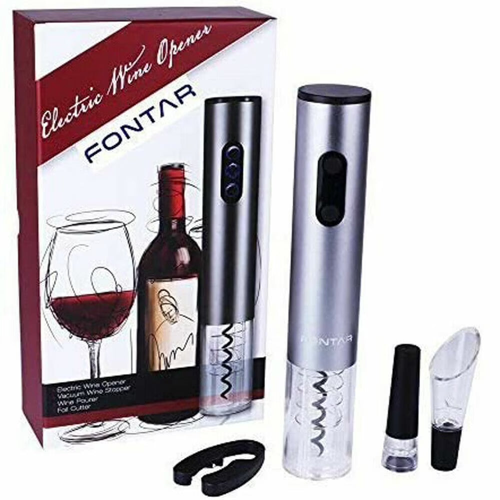 Electric Wine Opener with Foil Cutter, Vacuum Stopper and Wine Aerator Pourer S5802