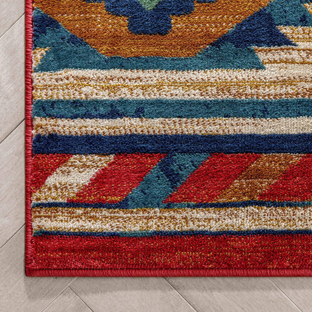 Dark Blue Traditional Medallion Rug Runner J534673