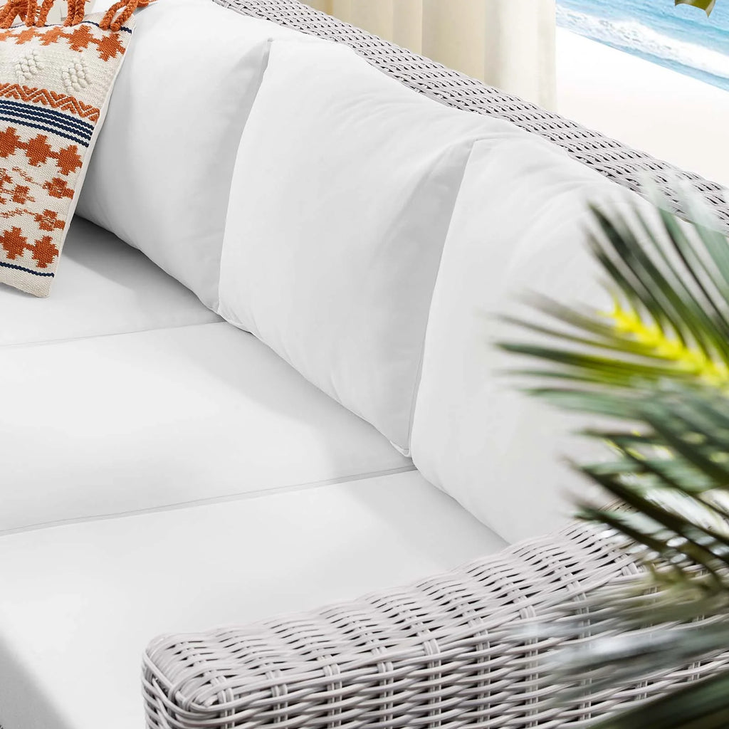 Light Gray White Wicker Rattan Patio Sofa V811065