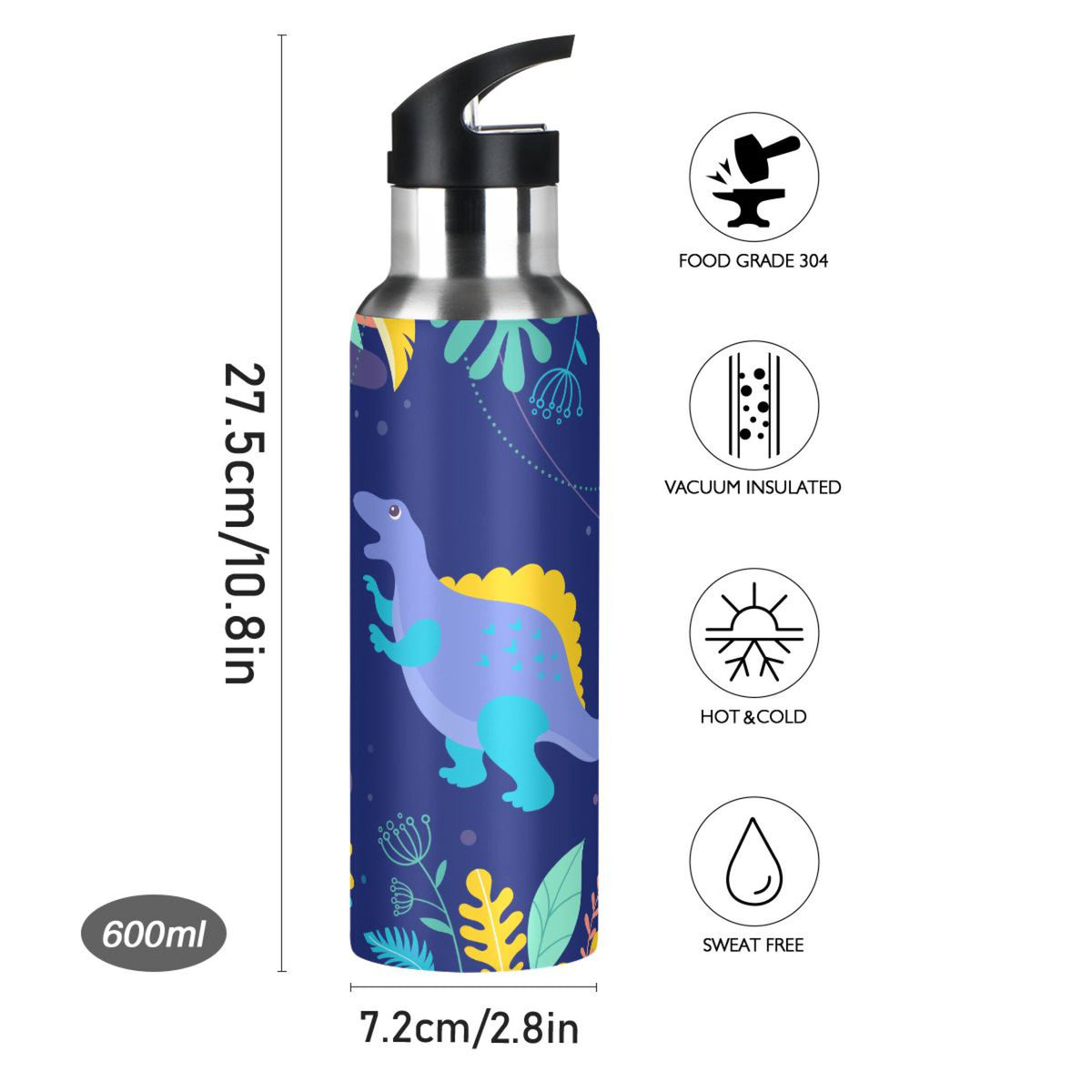 Stainless Steel Insulated Water Bottle with Straw Lid J25731