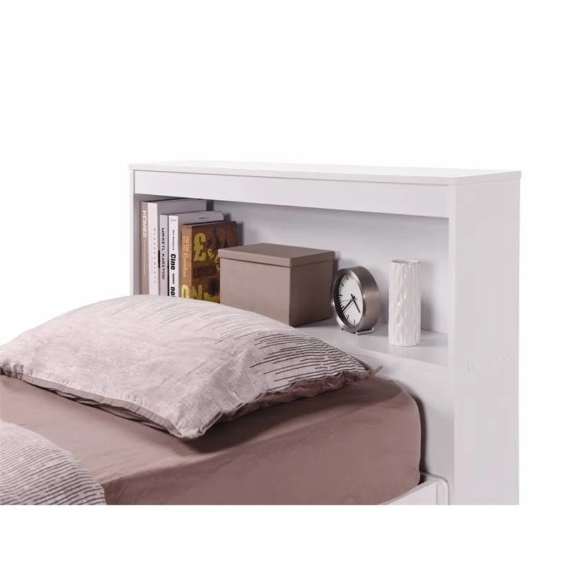 Twin-size Captain Bed with 3-Drawers and Headboard White U819