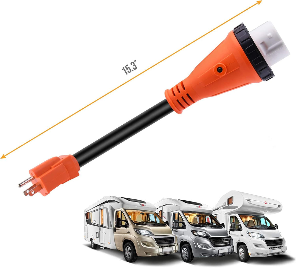 15A Male to 50A Female RV Power Cord Plug Adapter 12 Inch Heavy Duty Electrical Power Adapter with Locking Connector N980