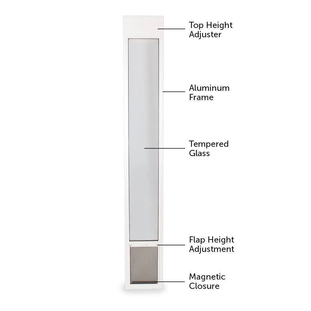 White Aluminum Frame Sliding Glass Pet Door Panel D1081