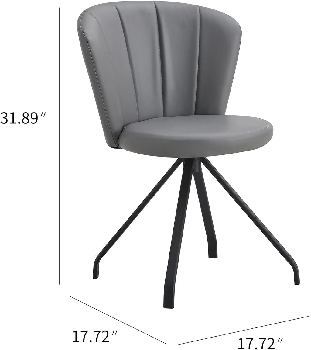 Milk White 360° Swivel PU Vanity Chair V5806