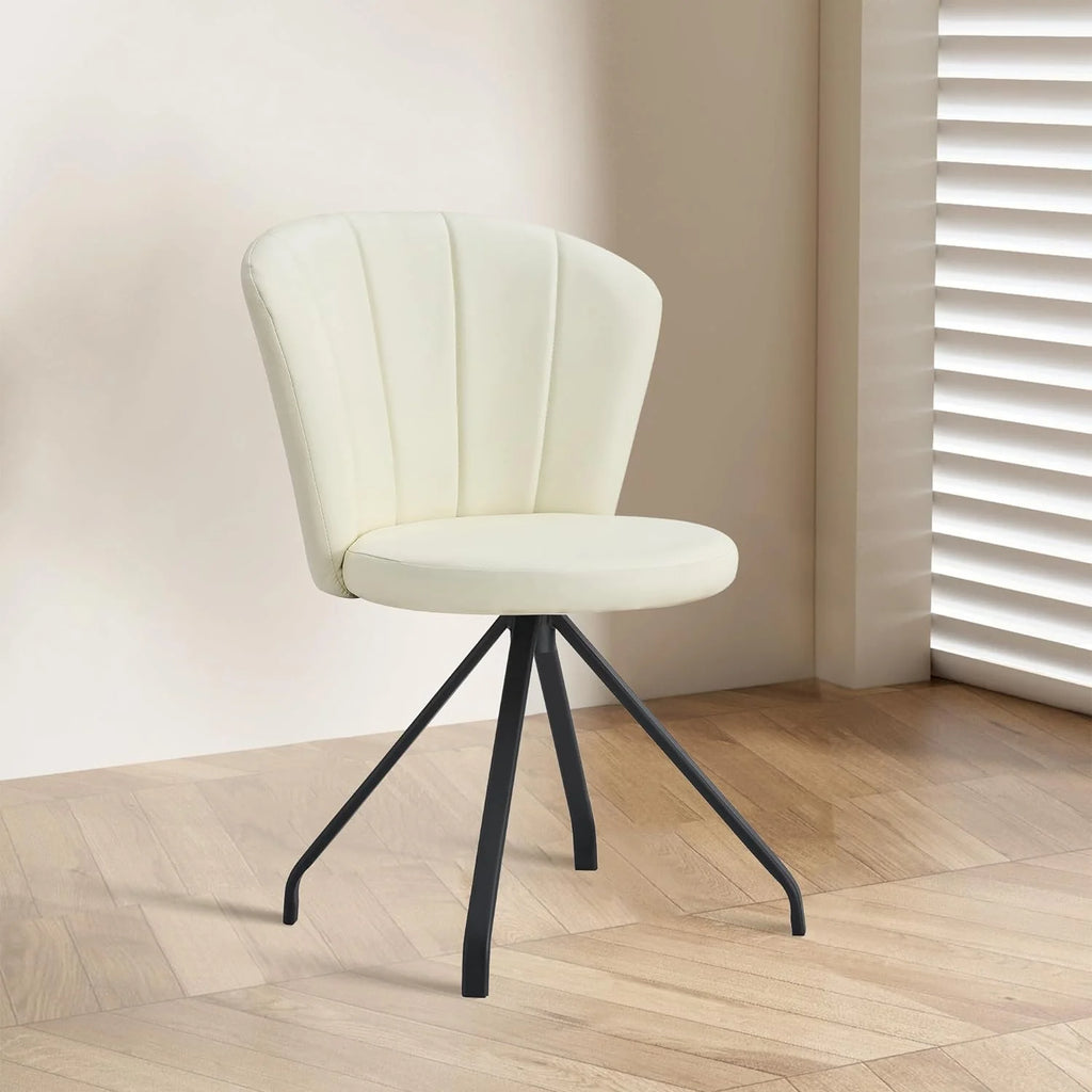Milk White 360° Swivel PU Vanity Chair V5806