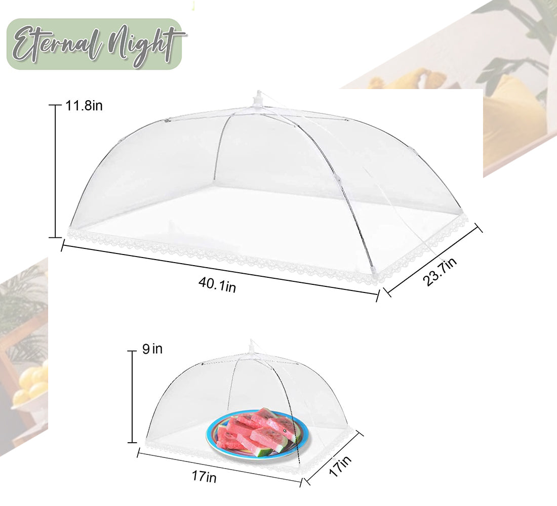 Food Cover Food Tent, 1 Extra Large (40"X24") & 4 Standard (17"X17") Mesh Food Covers R64861