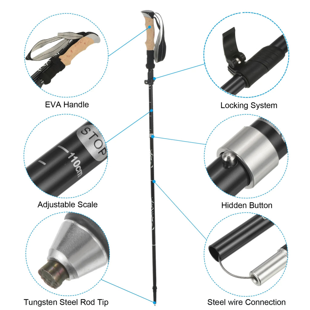 Collapsible Trekking Poles 43 Inch Black J76906