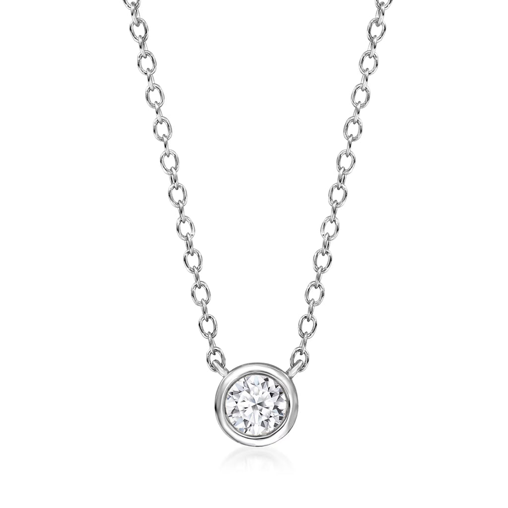 0.15 Carat Bezel-Set Lab-Grown Diamond Necklace in Sterling Silver G6441
