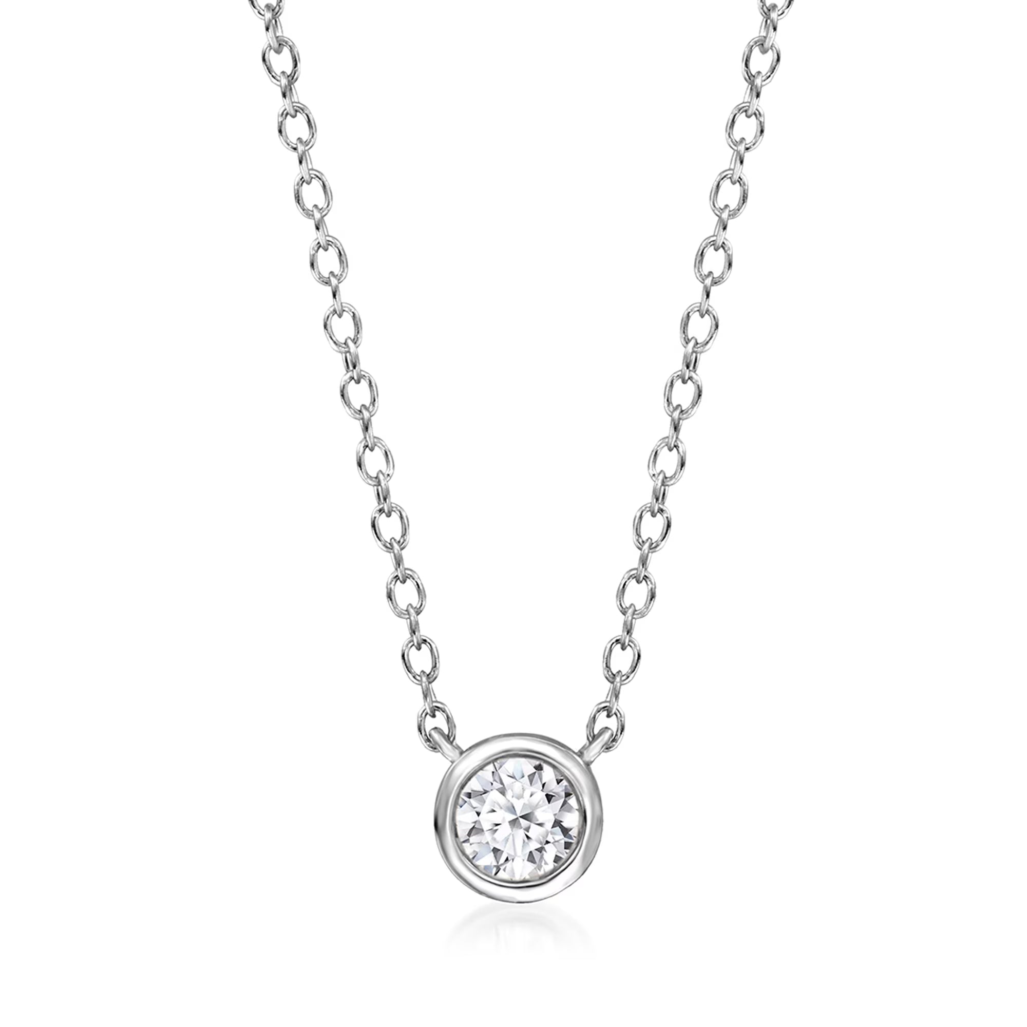 0.15 Carat Bezel-Set Lab-Grown Diamond Necklace in Sterling Silver G6441