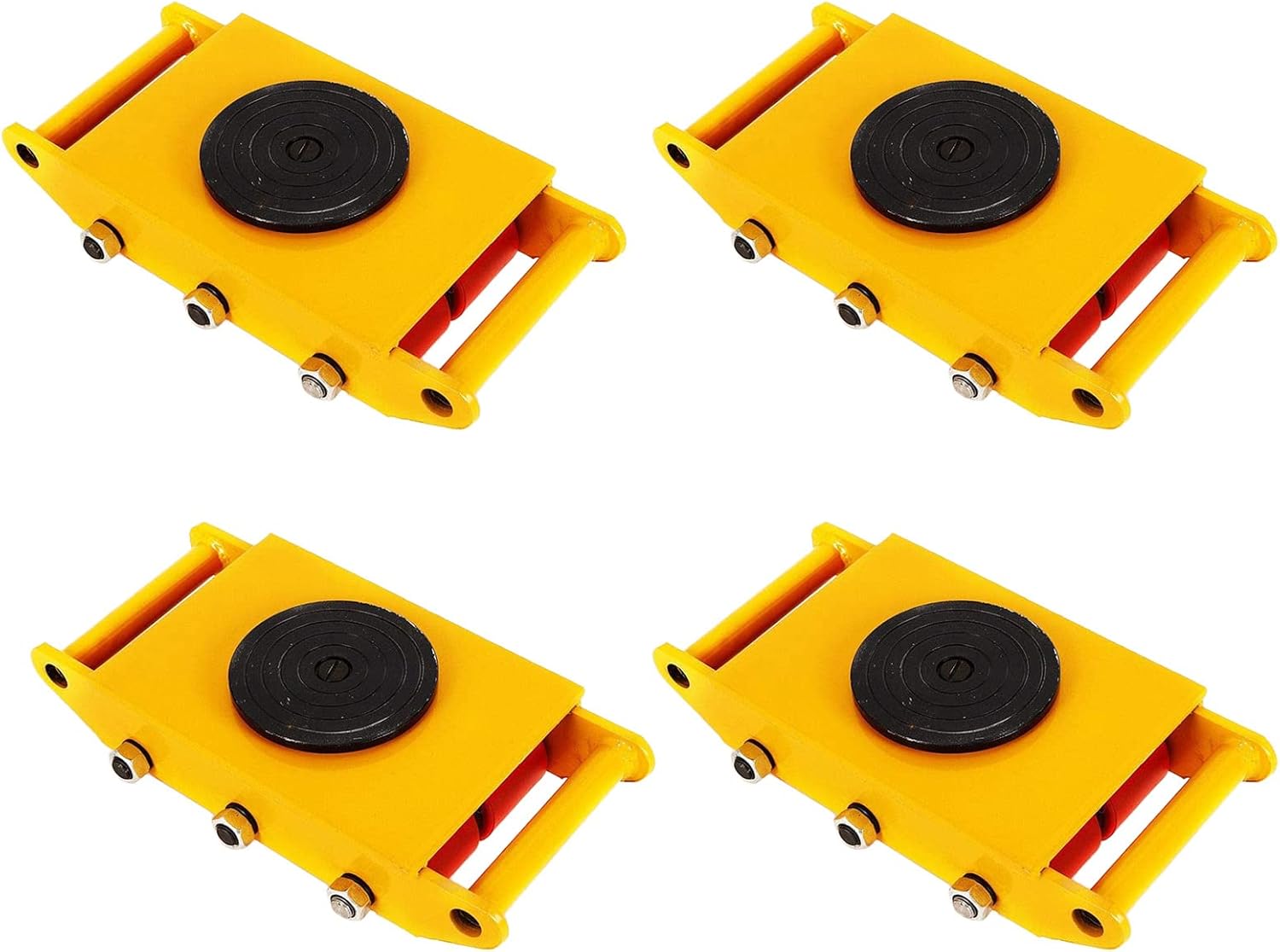 4Pcs Machinery Mover Set Machine Dolly Skate 4 Rollers 6Ton with 360° Rotate Cap S2295