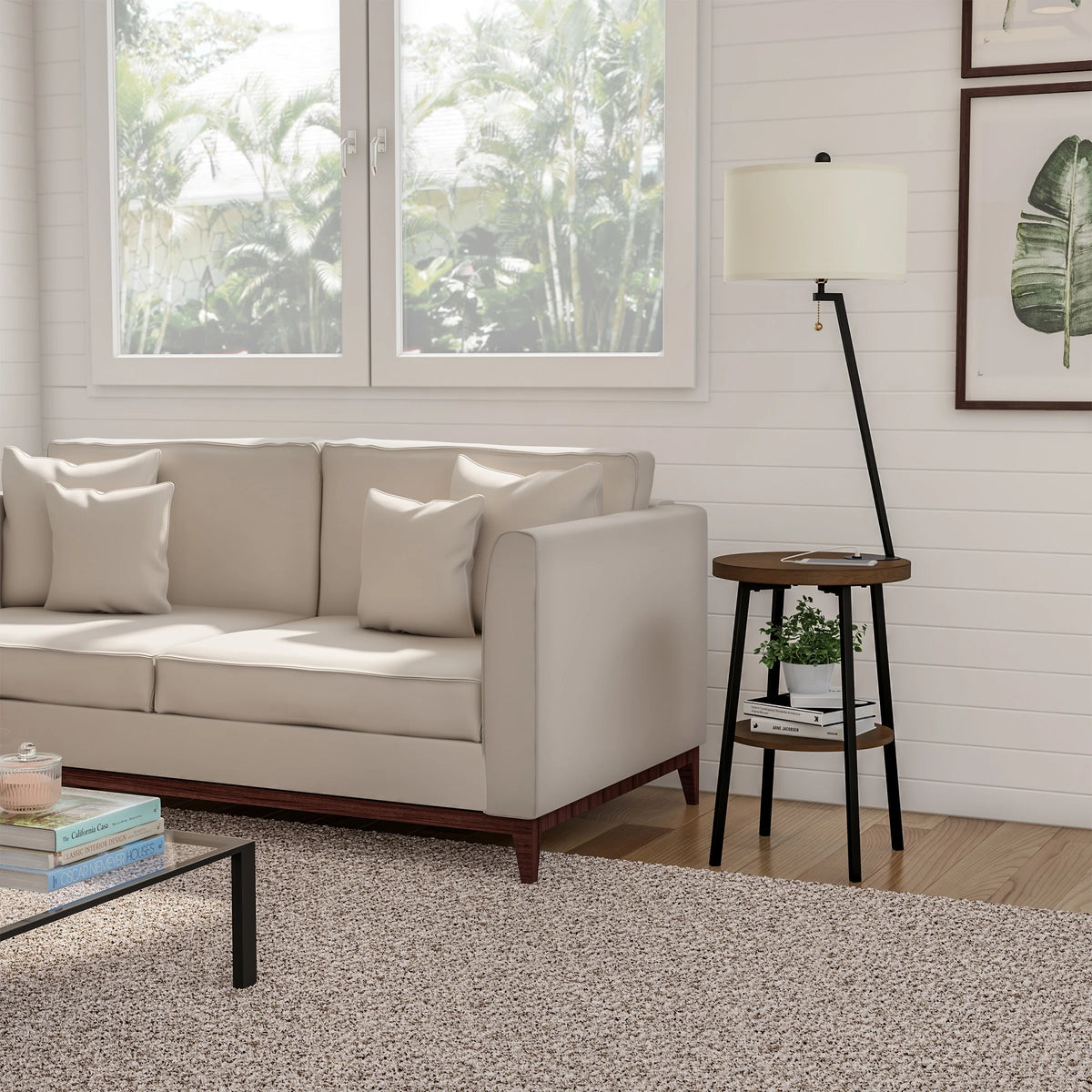 58-inch Floor Lamp with Table and USB Charging Port with Drum Shade K521961