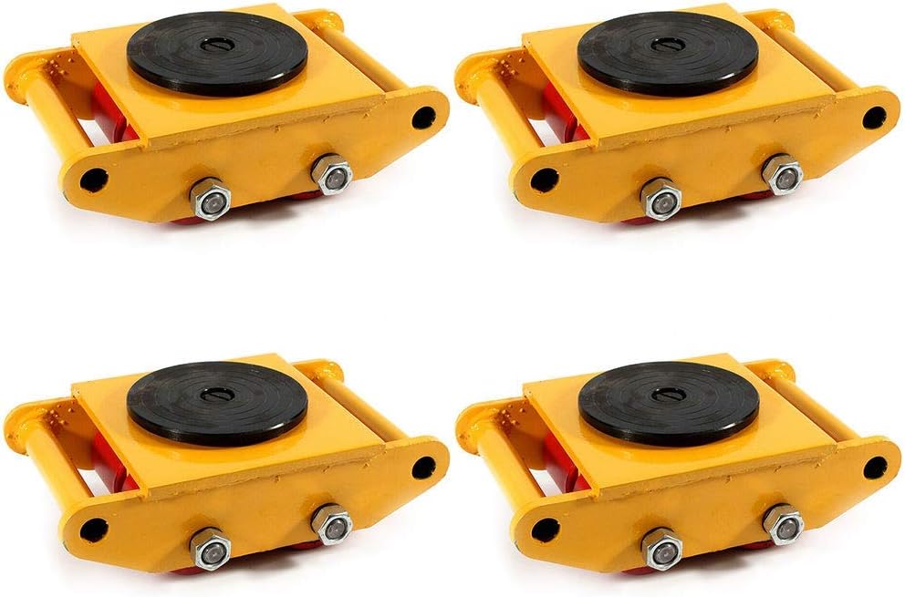 4Pcs Machinery Mover Set Machine Dolly Skate 4 Rollers 6Ton with 360° Rotate Cap S2295