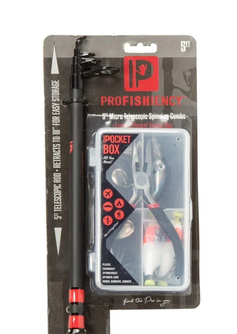 5' Micro Telescopic Fiberglass Spin Combo with Loaded Pocket Box V79929