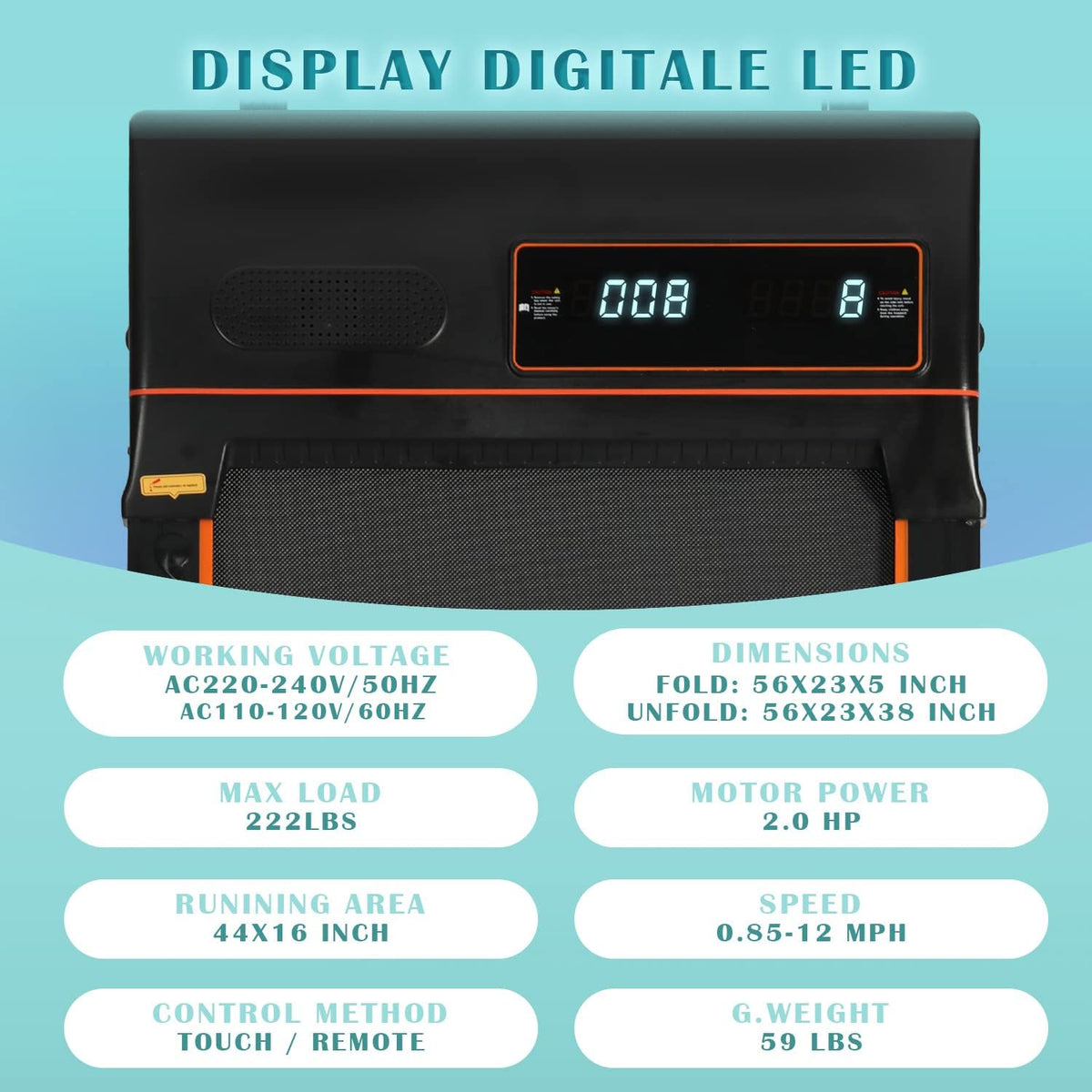 2 in 1 Under Desk Folding Electric Treadmill with LED Display G9151