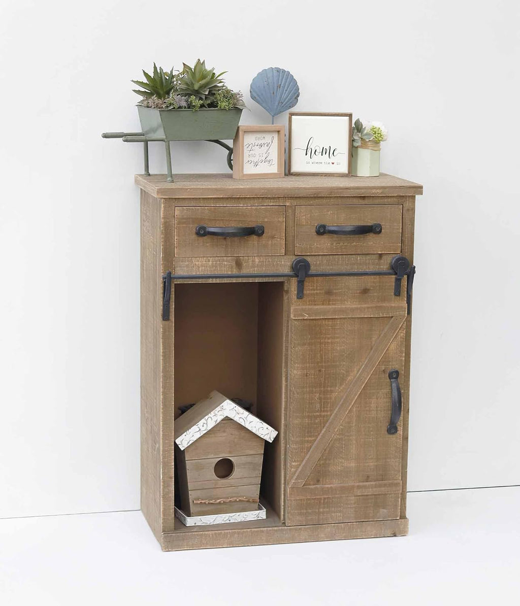 Rustic Barn Door Wood End Table Console Cabinet B99962