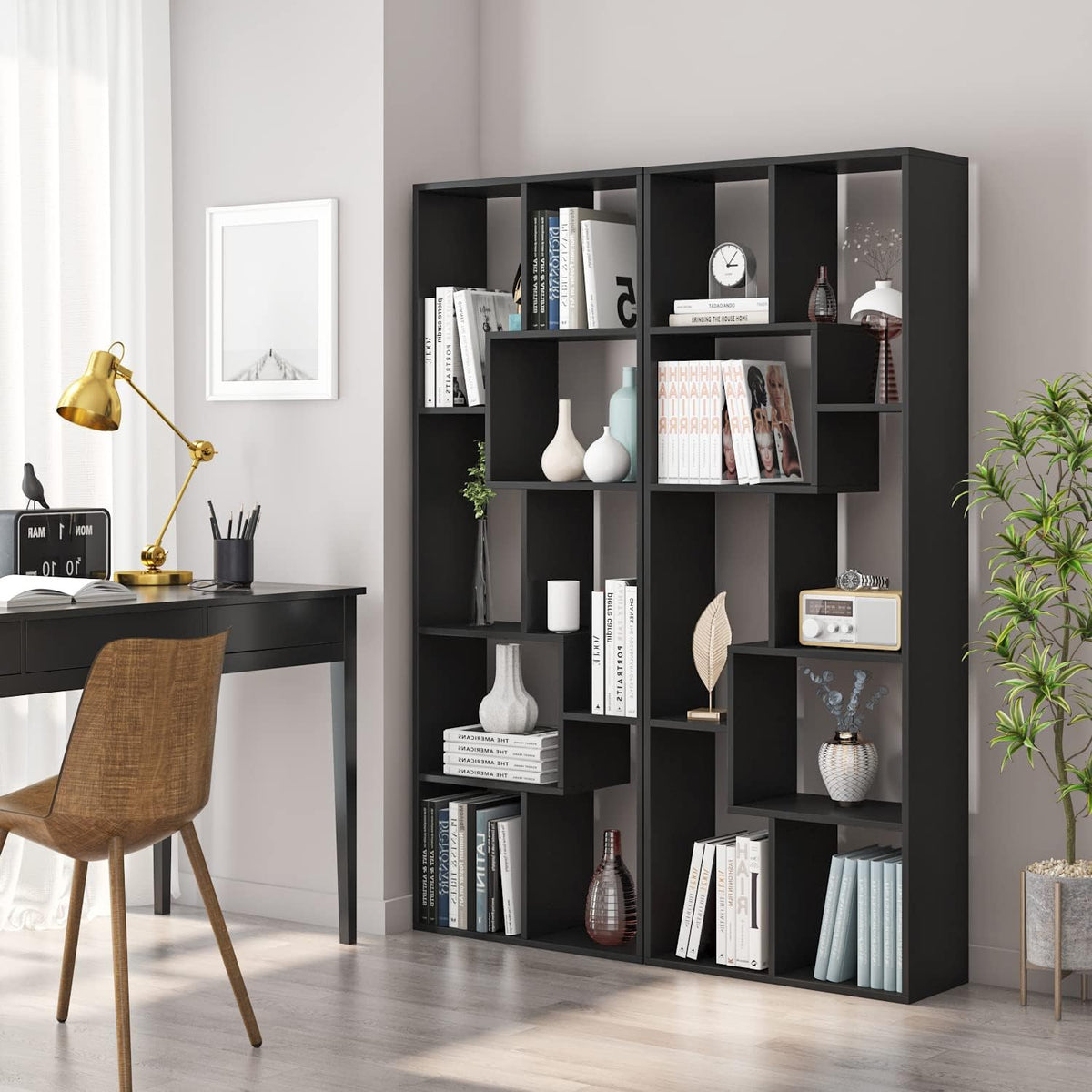 Black 8 Tier Bookcase Bookshelf TV Stand Z972967