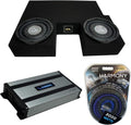 Dual 10 Sub Box Bundle with Amp Compatible with 2007-2013 Toyota Tundra Double Cab Truck X5370