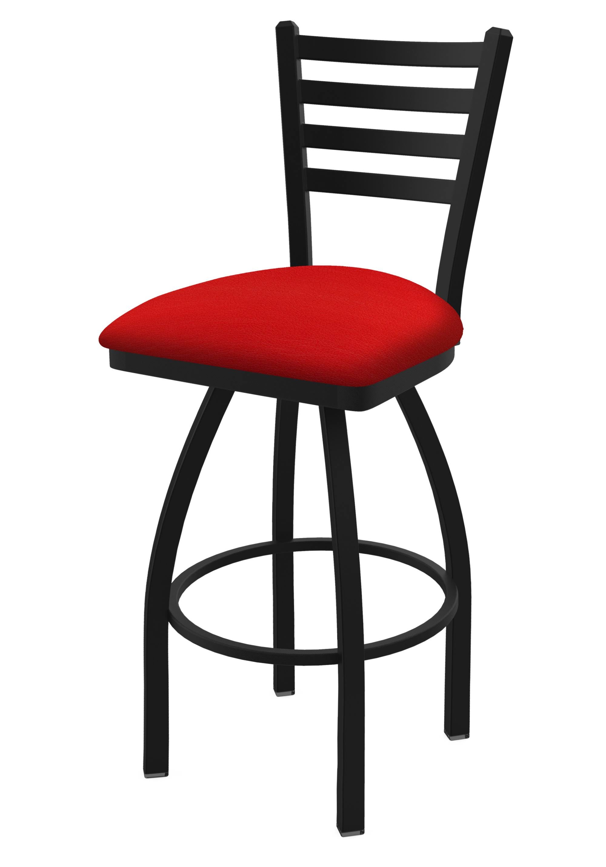 Swivel Bar Stool with Black Wrinkle Finish and Red Seat L484