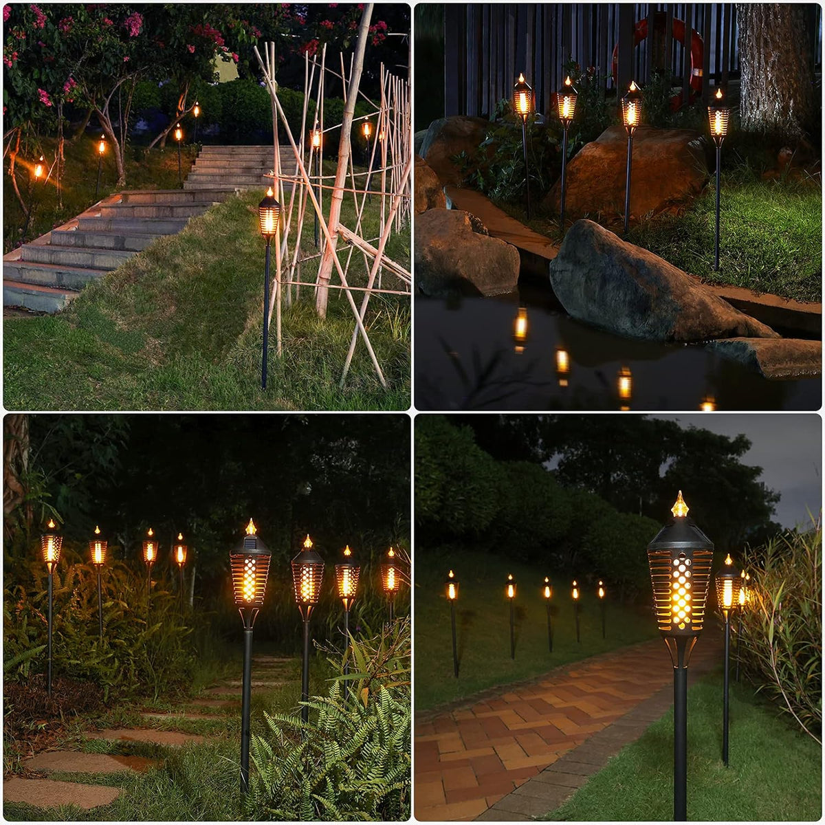 4 Pack 40.16 inch Solar Torch Lights with Flickering Flame Q5475