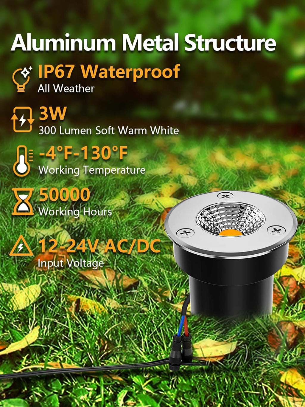8 Pack 3W LED Warm White Well Lights V370